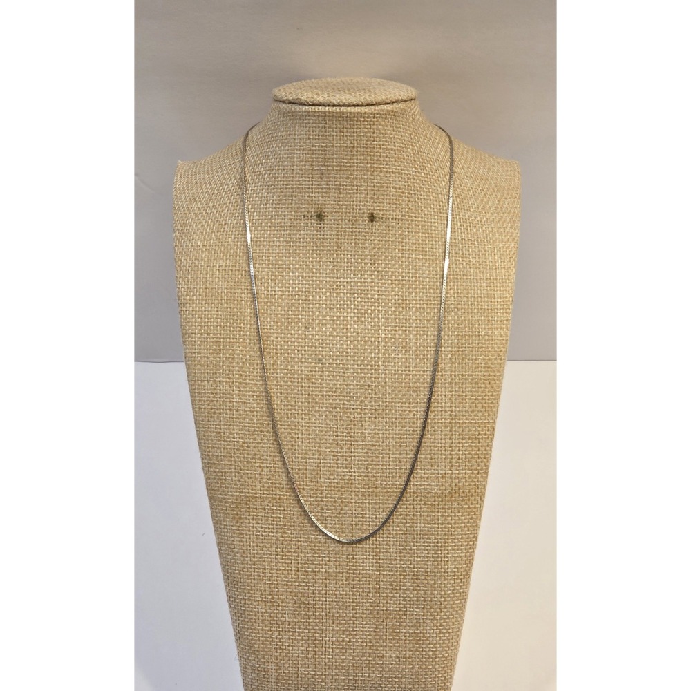 14k White Gold 18" S-link Herringbone Necklace